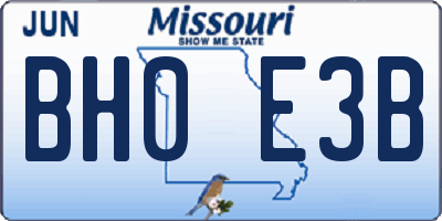 MO license plate BH0E3B
