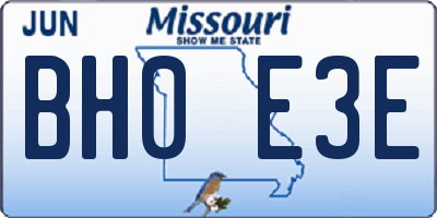 MO license plate BH0E3E