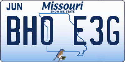 MO license plate BH0E3G