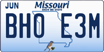 MO license plate BH0E3M