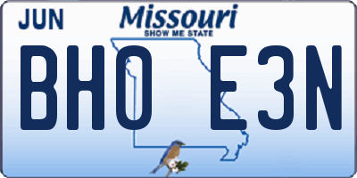 MO license plate BH0E3N