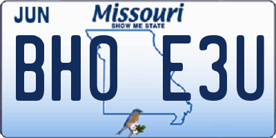 MO license plate BH0E3U