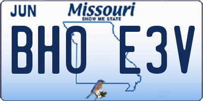 MO license plate BH0E3V
