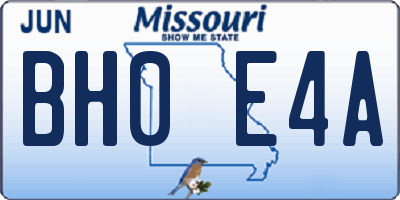 MO license plate BH0E4A