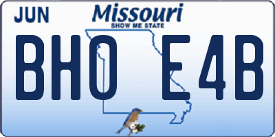 MO license plate BH0E4B