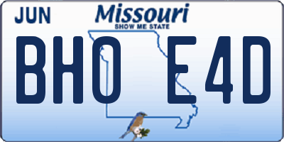 MO license plate BH0E4D
