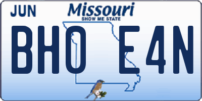 MO license plate BH0E4N