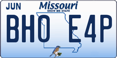 MO license plate BH0E4P