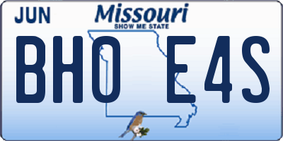 MO license plate BH0E4S