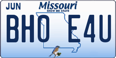 MO license plate BH0E4U