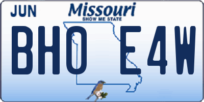 MO license plate BH0E4W
