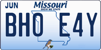 MO license plate BH0E4Y
