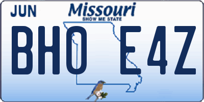 MO license plate BH0E4Z