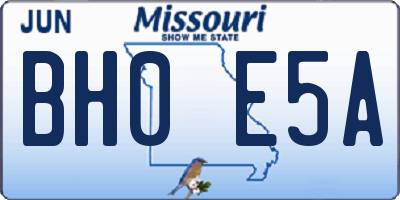 MO license plate BH0E5A