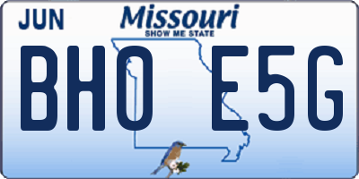 MO license plate BH0E5G