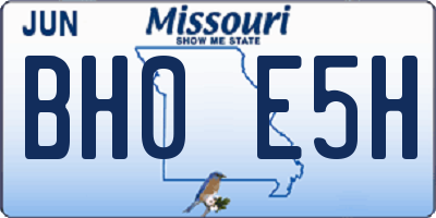MO license plate BH0E5H