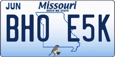 MO license plate BH0E5K