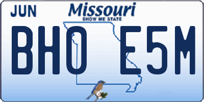 MO license plate BH0E5M