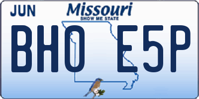 MO license plate BH0E5P