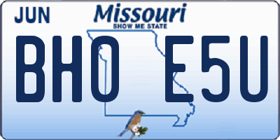 MO license plate BH0E5U