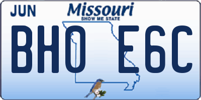 MO license plate BH0E6C