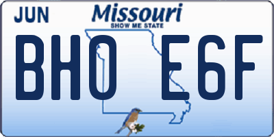 MO license plate BH0E6F