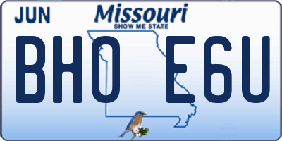MO license plate BH0E6U