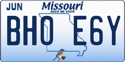 MO license plate BH0E6Y