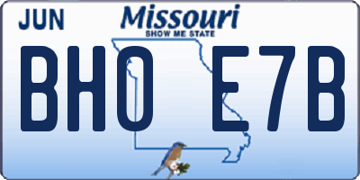 MO license plate BH0E7B
