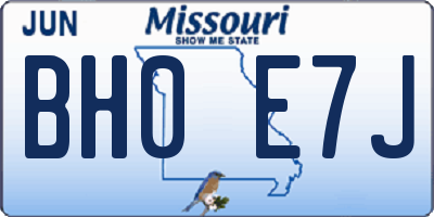 MO license plate BH0E7J