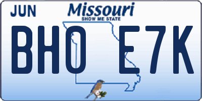 MO license plate BH0E7K