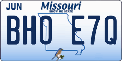 MO license plate BH0E7Q