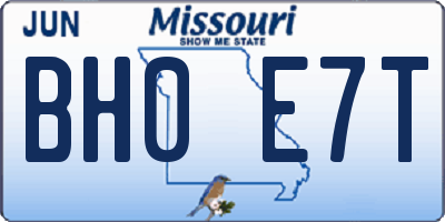 MO license plate BH0E7T