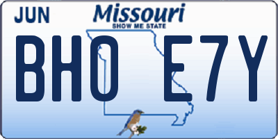 MO license plate BH0E7Y
