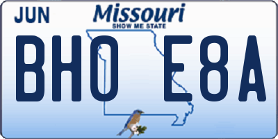 MO license plate BH0E8A