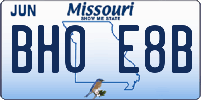 MO license plate BH0E8B