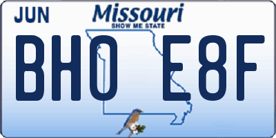 MO license plate BH0E8F