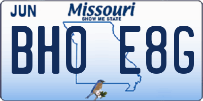 MO license plate BH0E8G