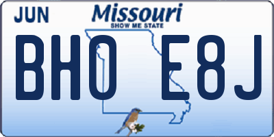 MO license plate BH0E8J