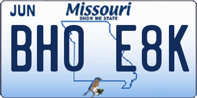 MO license plate BH0E8K