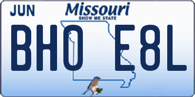 MO license plate BH0E8L