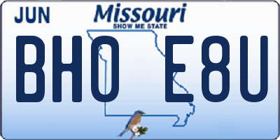 MO license plate BH0E8U