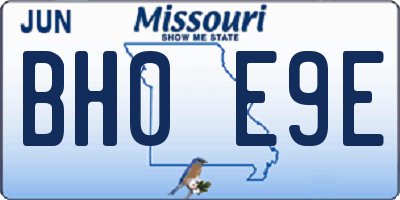 MO license plate BH0E9E