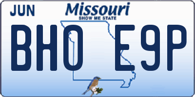 MO license plate BH0E9P