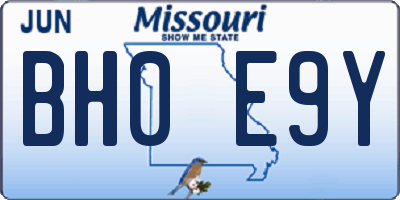 MO license plate BH0E9Y