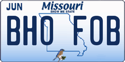 MO license plate BH0F0B