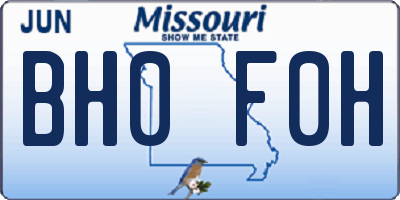 MO license plate BH0F0H