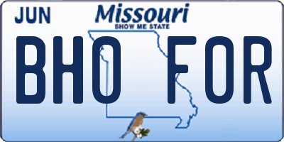 MO license plate BH0F0R