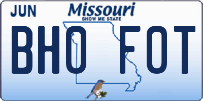 MO license plate BH0F0T