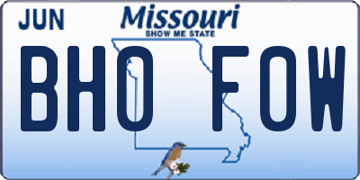 MO license plate BH0F0W